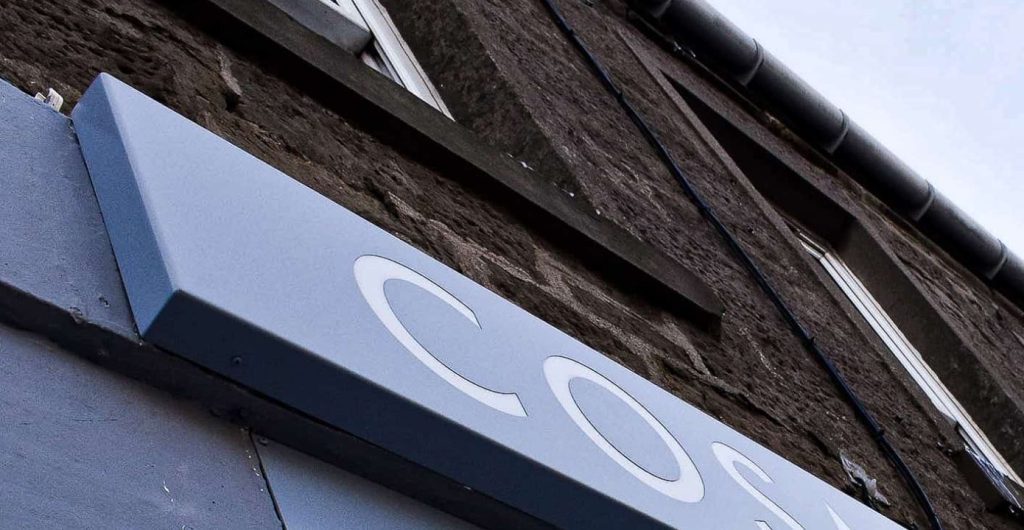A Complete Guide to Folded Tray Signs 8 (An image can be seen showing a sign tray outside a shop) A Complete Guide to Folded Tray Signs