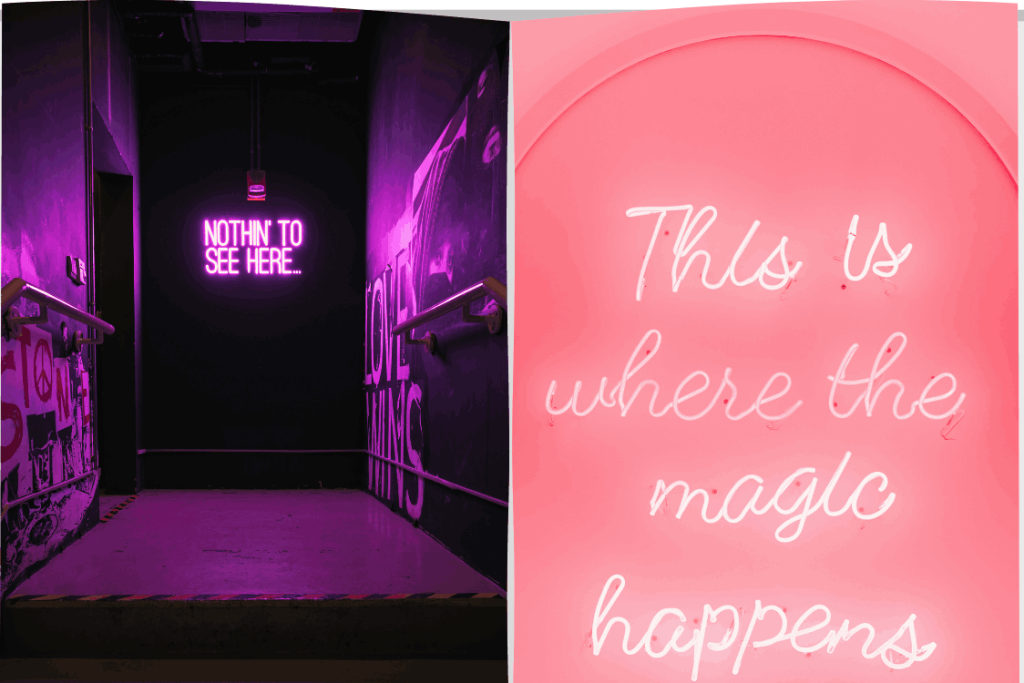 Outdoor Neon Signs Installation Guide: for Different Displaying Methods 2 (The image is demonstrating the comparison of a professional and a DIY outdoor Neon Signs)
outdoor neon signs