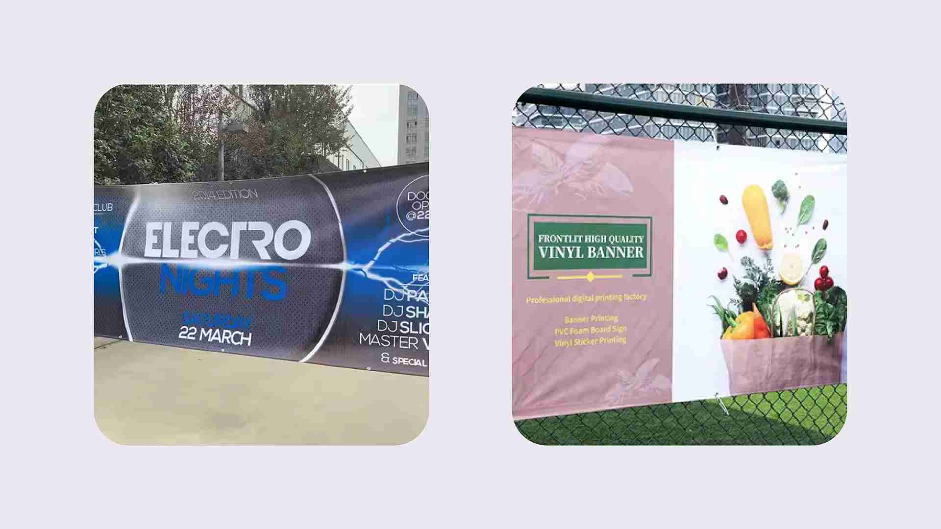 Site hoarding boards displaying large-format promotional banner for an outdoor event