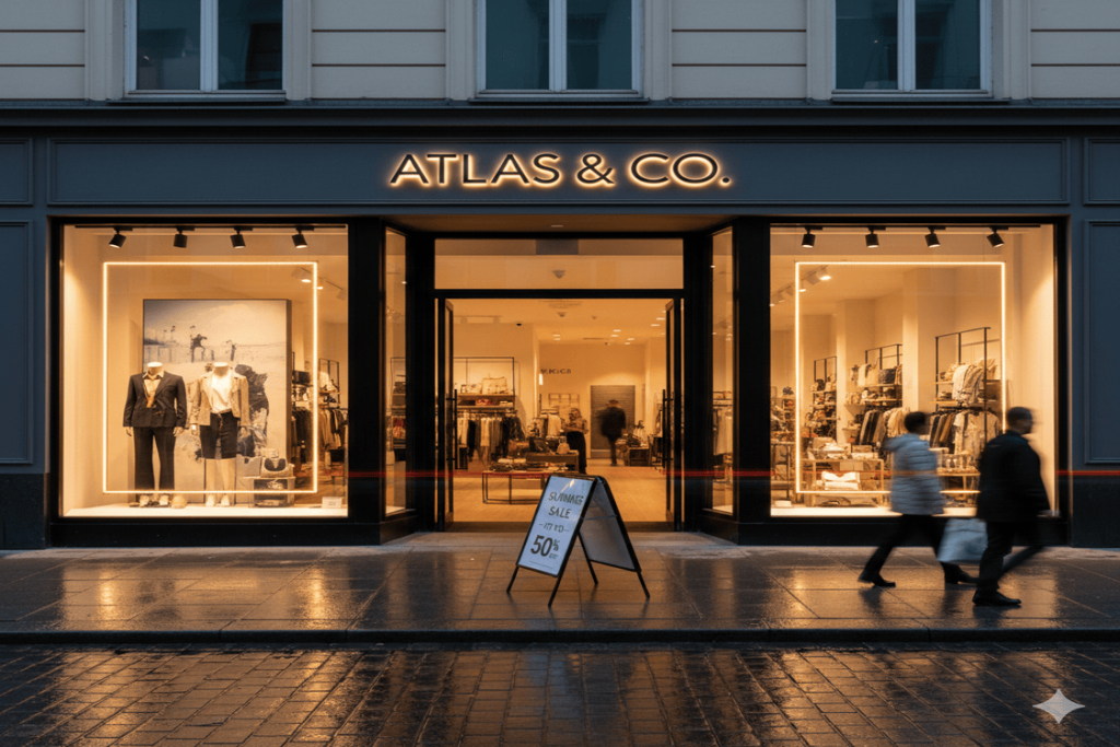 Types of Retail Signage | The Complete Guide for Modern Businesses 9 in evening lighting the outdoor signage of atlas and co.