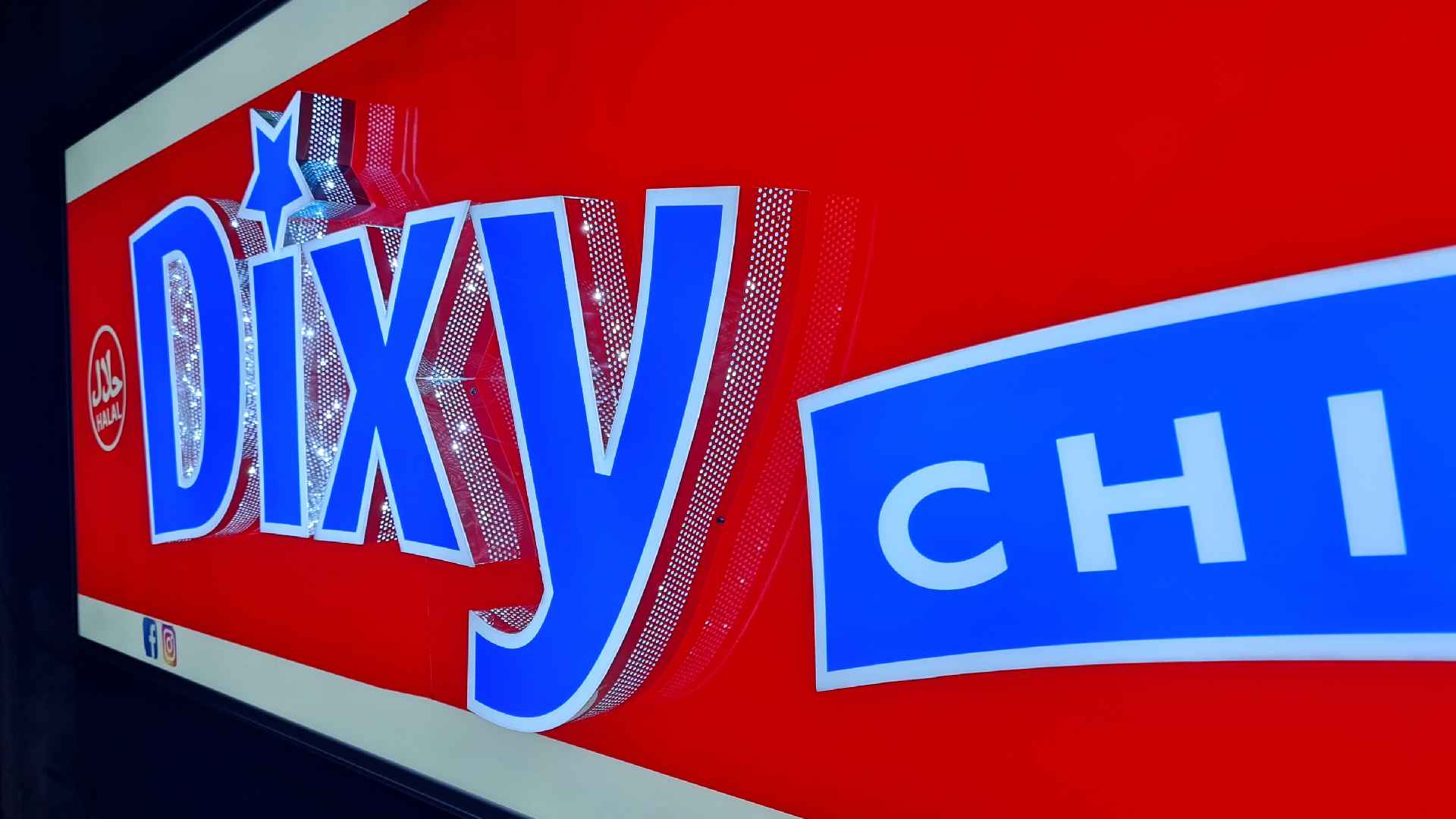 Dixy chiecken Side Lit Perforated Letters