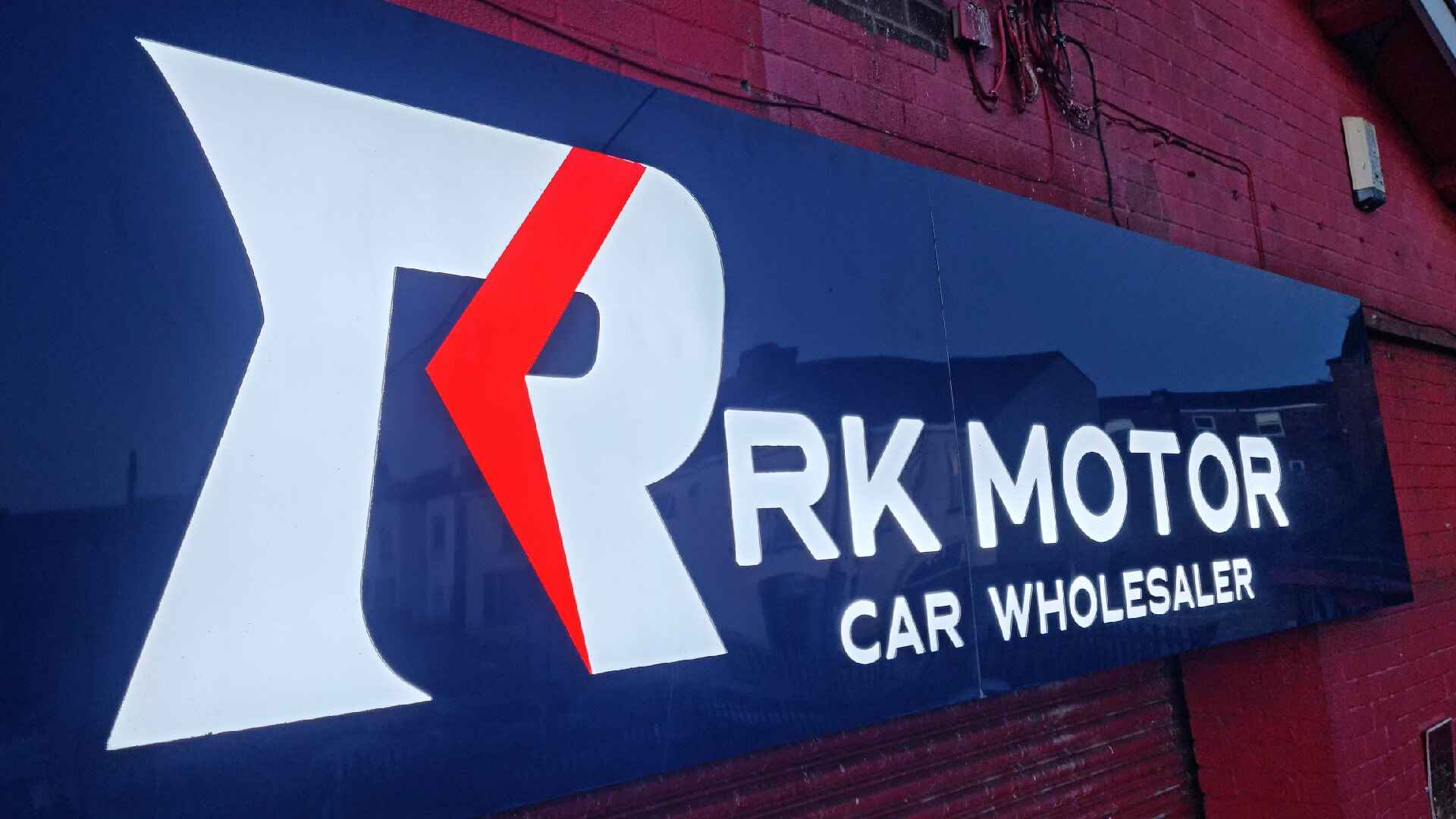 RK motors Fret Cut Illuminated Tray Signs