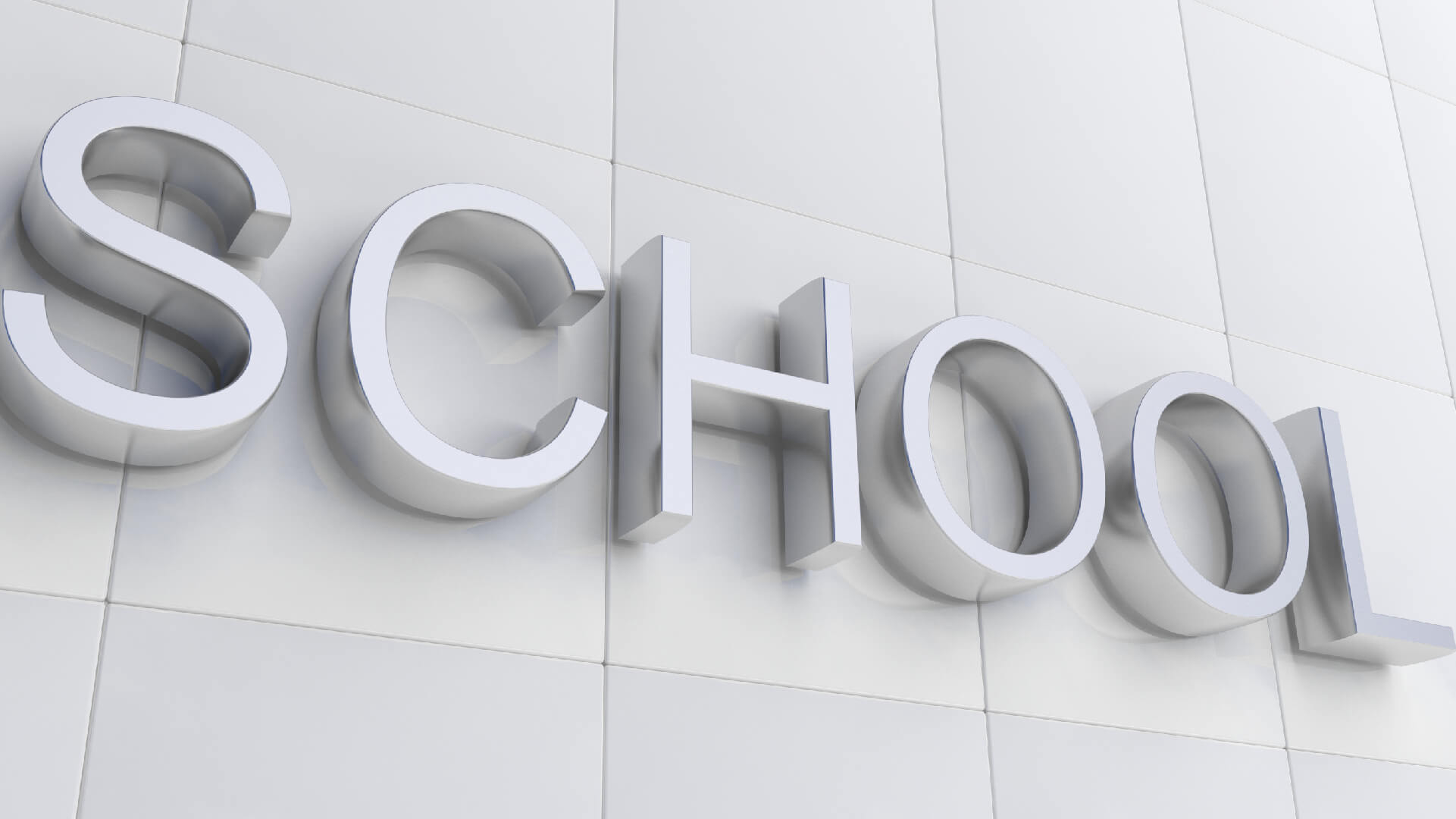 School Silver Mirror 3D Letters