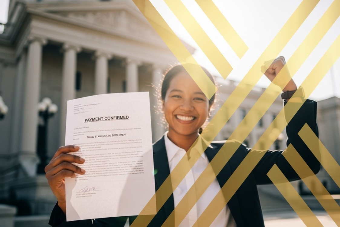 Person happily receiving a letter with a payment confirmation, symbolising winning a small claims case.