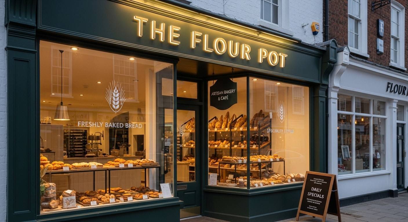 Professional UK shop storefront with high-quality commercial signage attracting customers and enhancing brand visibility.