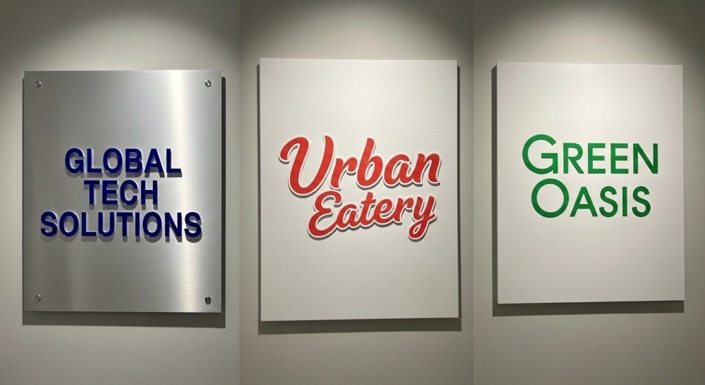 Best Materials for Outdoor weatherproof signage 1 (Comparison of durable materials for outdoor signs including aluminium composite panel, foamed PVC panel, and UV resistant vinyl graphics.) weatherproof signage
