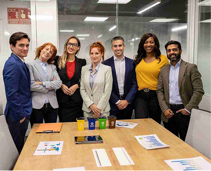 Accountants stand to take a picture in a group