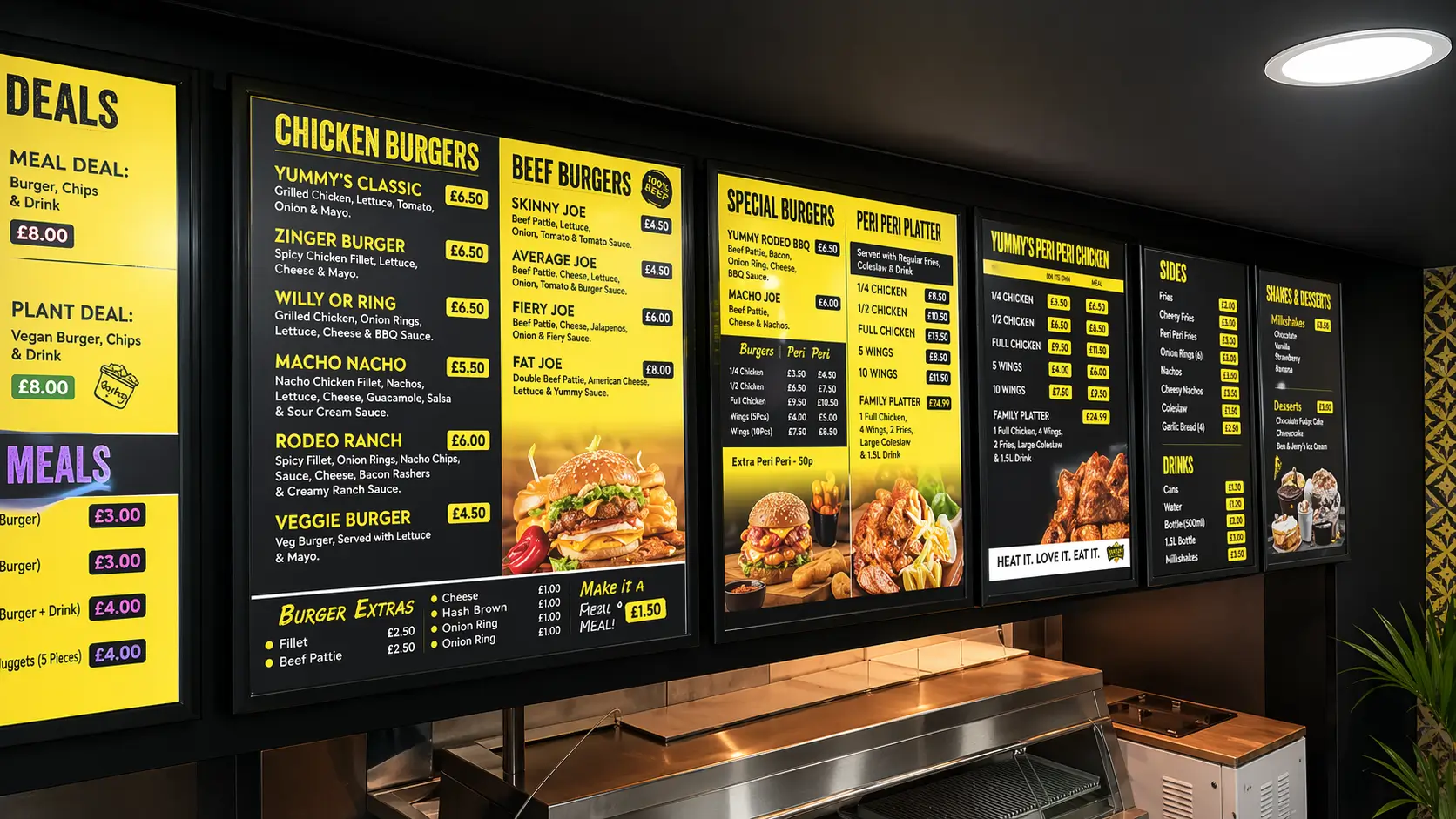 Digital signage showing menu