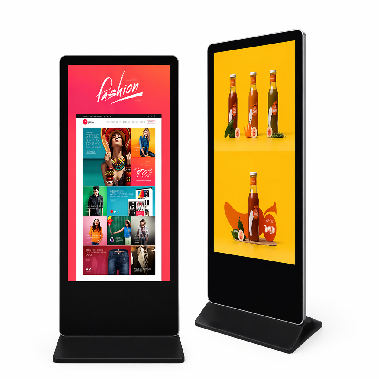 A digital display featuring a beer bottle prominently showcased on the screen.