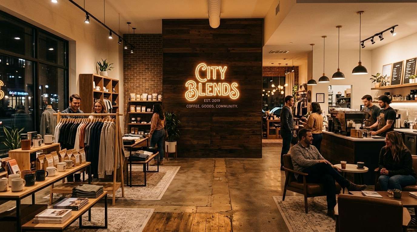 retail interior with neon