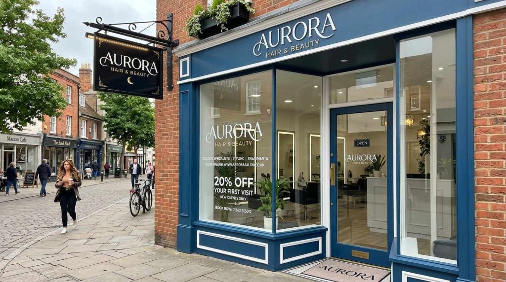 How Effective Salon Signage Attract More Walk-In Clients 2 hair salon exterior with sign 1