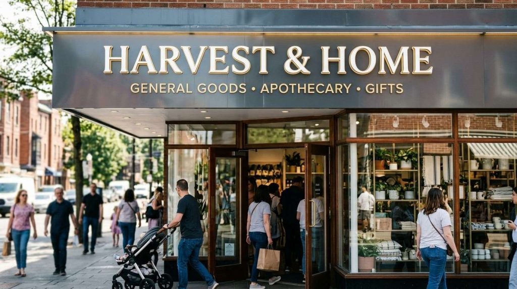 Outdoor Shop Sign Maintenance: Expert Tips for UK Weather 1 Clean and well-maintained illuminated storefront sign above a busy retail shop attracting customers during daytime trading hours.
