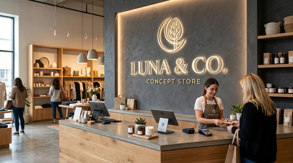 What Makes a Successful Concept Store? A Complete Guide for Modern Retailers 1 Customers relaxing inside a contemporary concept store with fashion displays, a coffee shop seating area and artwork creating a welcoming community atmosphere.